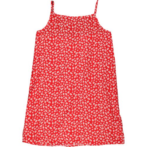 Virágos piros ruha (146) lány