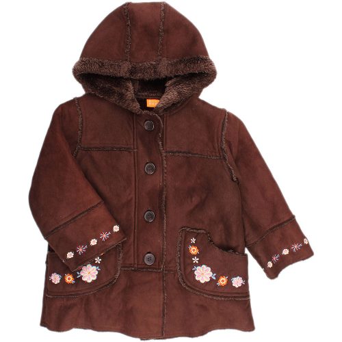 Mini Mode Hímzett csokoládé kabát (92-98) kislány