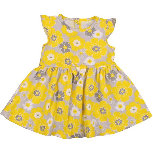 Sárga virágos ruha (68-74) baba