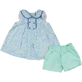 Kékvirágos-csíkos szett (62) baba
