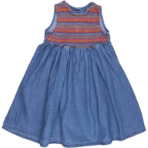 Hímzett farmerkék ruha (92) kislány
