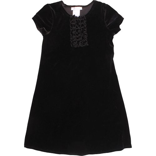 Fodros fekete bársony ruha (116) kislány