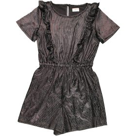 F&F Csíkos fekete playsuit (128) kislány