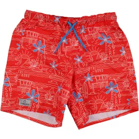 Decathlon Mintás piros fürdőnadrág (140) fiú