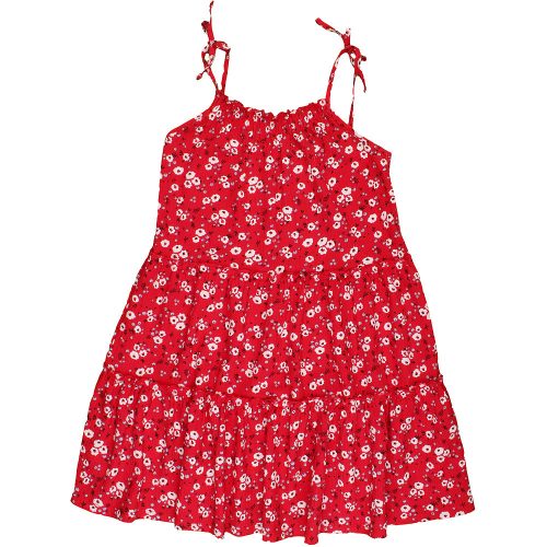TU Virágos piros ruha (134) lány