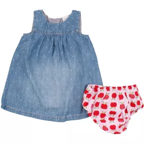 Pöttyös-farmerkék ruha (68) baba