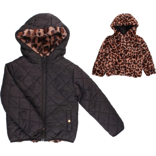 Mintás-fekete kifordítható kabát (110) kislány