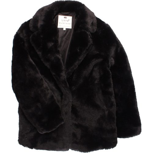 F&F Fekete prémes kabát (152) lány