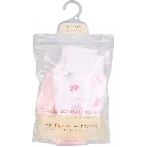 Next Nyuszis-rózsaszín pamut kesztyű szett (0-6 hó) baba