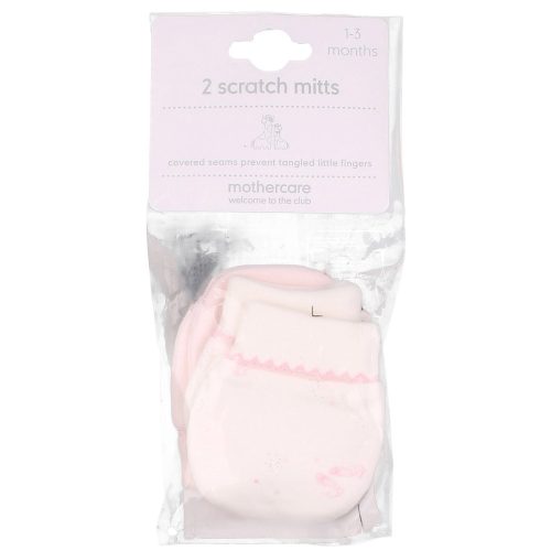 Mothercare Mintás-rózsaszín pamut kesztyű szett (0-6 hó) baba