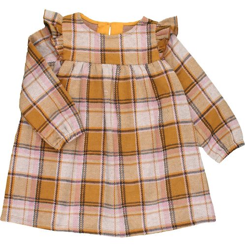 Mustárkockás ruha (98) kislány