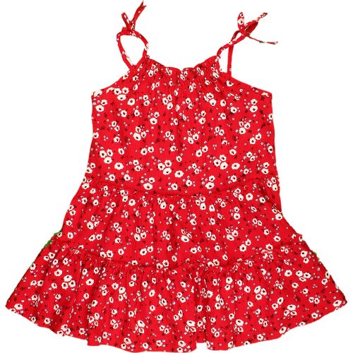 TU Virágos piros ruha (104) kislány