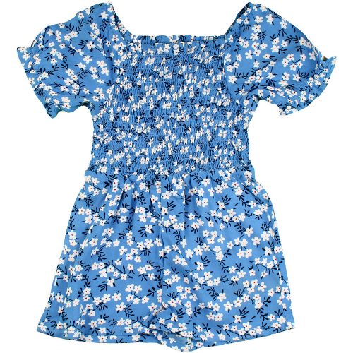 Virágos kék playsuit (98) kislány