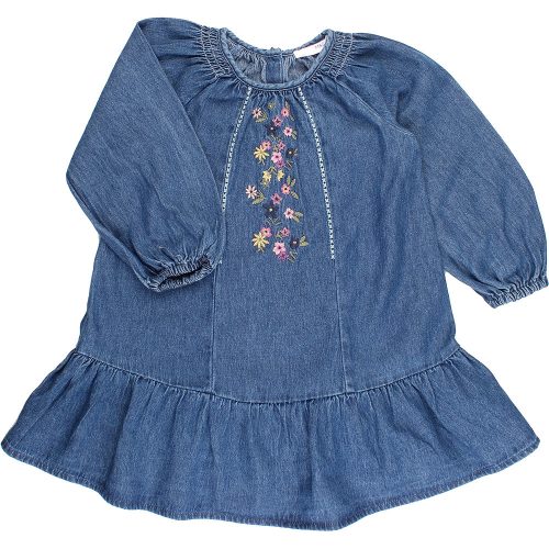 Marks&Spencer Hímzett farmerkék ruha (104) kislány