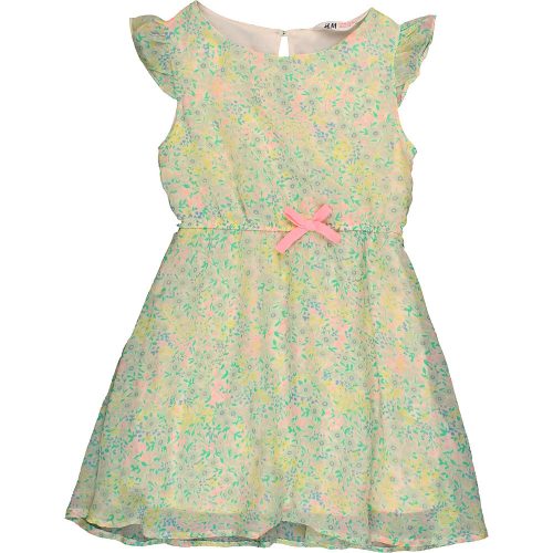 H&M Virágos zöld sifon ruha (110) kislány