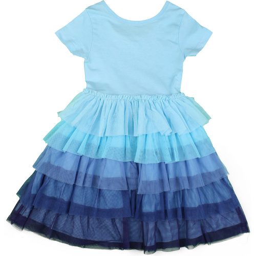 Fodros kék ruha (110) kislány