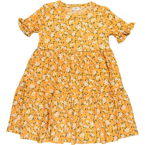 F&F Virágos sárga ruha (128) kislány