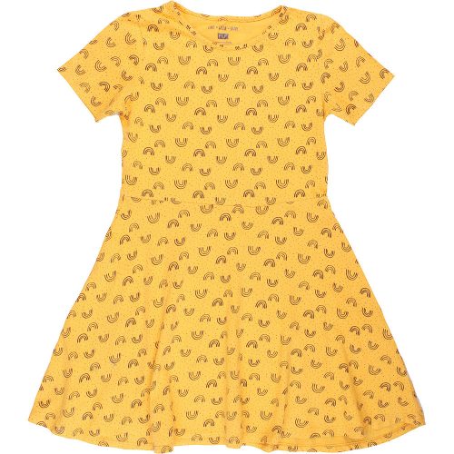 F&F Szivárványos sárga ruha (140) lány