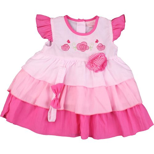 Hímzett rózsaszín ruha (74-80) baba