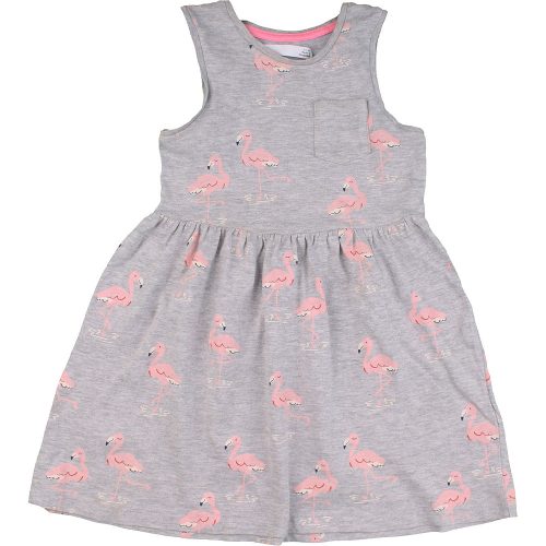 Marks&Spencer Flamingós szürke ruha (98) kislány