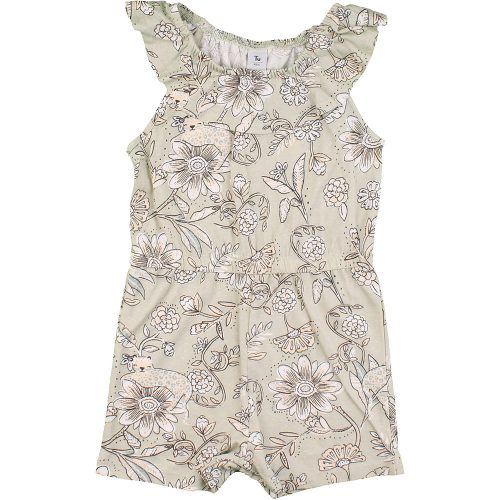 TU Virágos zöld playsuit (98) kislány