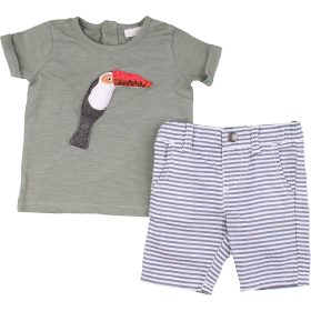 Khaki-csíkos szett (68) baba