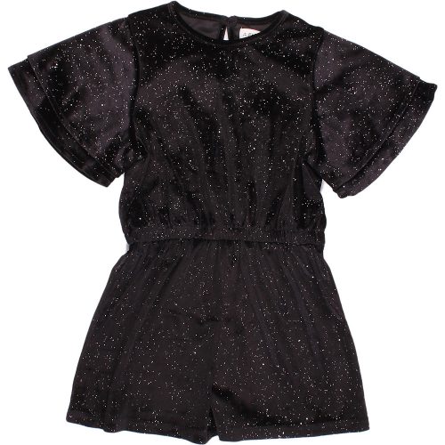 F&F Csillogó fekete bársony playsuit (104) kislány