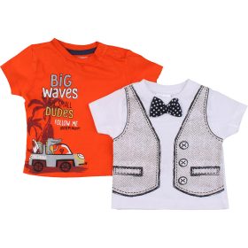 Mintás-narancs póló szett (62) baba