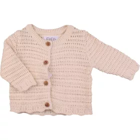 F&F Áttört bézs kardigán (62) baba