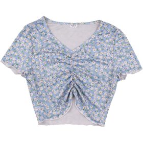 Virágos kék felső (146) lány
