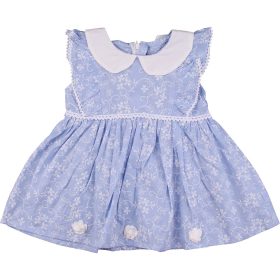 Virágos kék ruha (74-80) baba