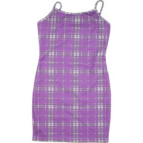 Kockás lila ruha (146) lány