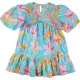 TU Virágos kék ruha (104) kislány