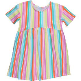 Színescsíkos ruha (128) kislány