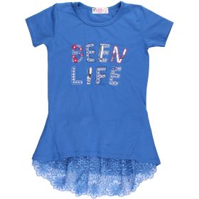 Feliratos kék ruha (104) kislány