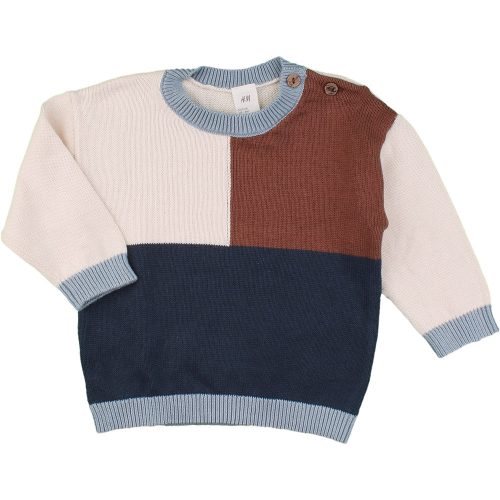 H&M Bézs-kék pulóver (68) baba