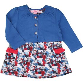 Virágos-kék ruha (74-80) baba