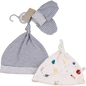 Bolygós-csíkos sapka szett (0-6 hó) baba