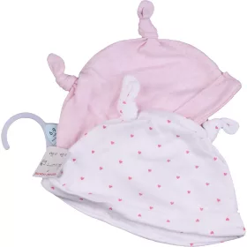 F&F Szíves-rózsaszín sapka szett (6-12 hó) baba