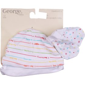 George Feliratos-fehér sapka szett (0-6 hó) baba