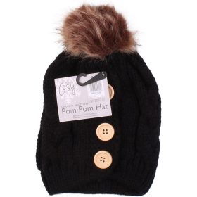 Gombos fekete sapka (3-6 év) kislány