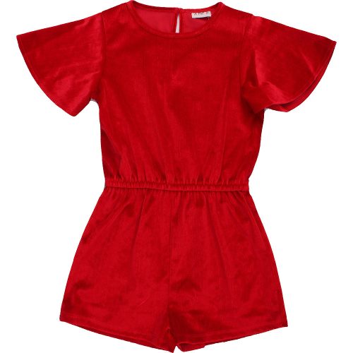 F&F Piros bársony playsuit (122) kislány