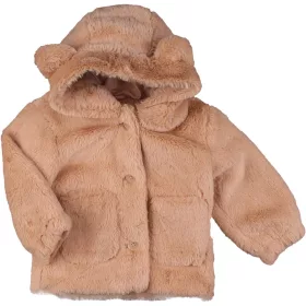 F&F Világosbarna prémes kabát (80) baba