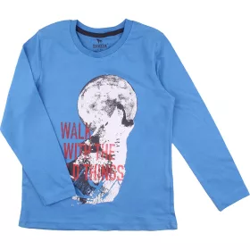 Mintás kék felső (116) kisfiú