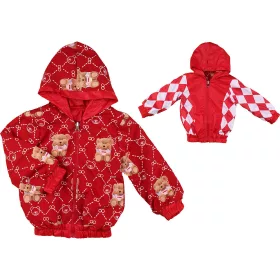 Mintás-macis kifordítható kabát (86-92) kisfiú