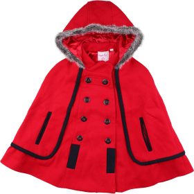 Piros szövetponcsó (116) kislány