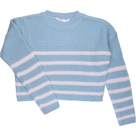 Csíkos kék pulóver (146-152) lány