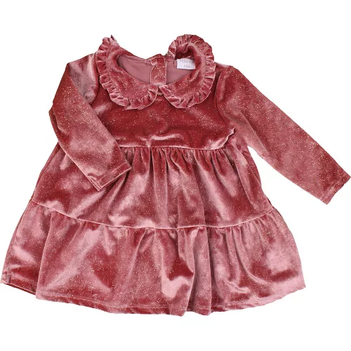 F&F Rózsaszín bársonyruha (74) baba