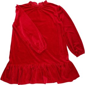 Piros bársony ruha (128) kislány