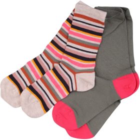 Csíkos-kheki lány zokni szett( 26-28)